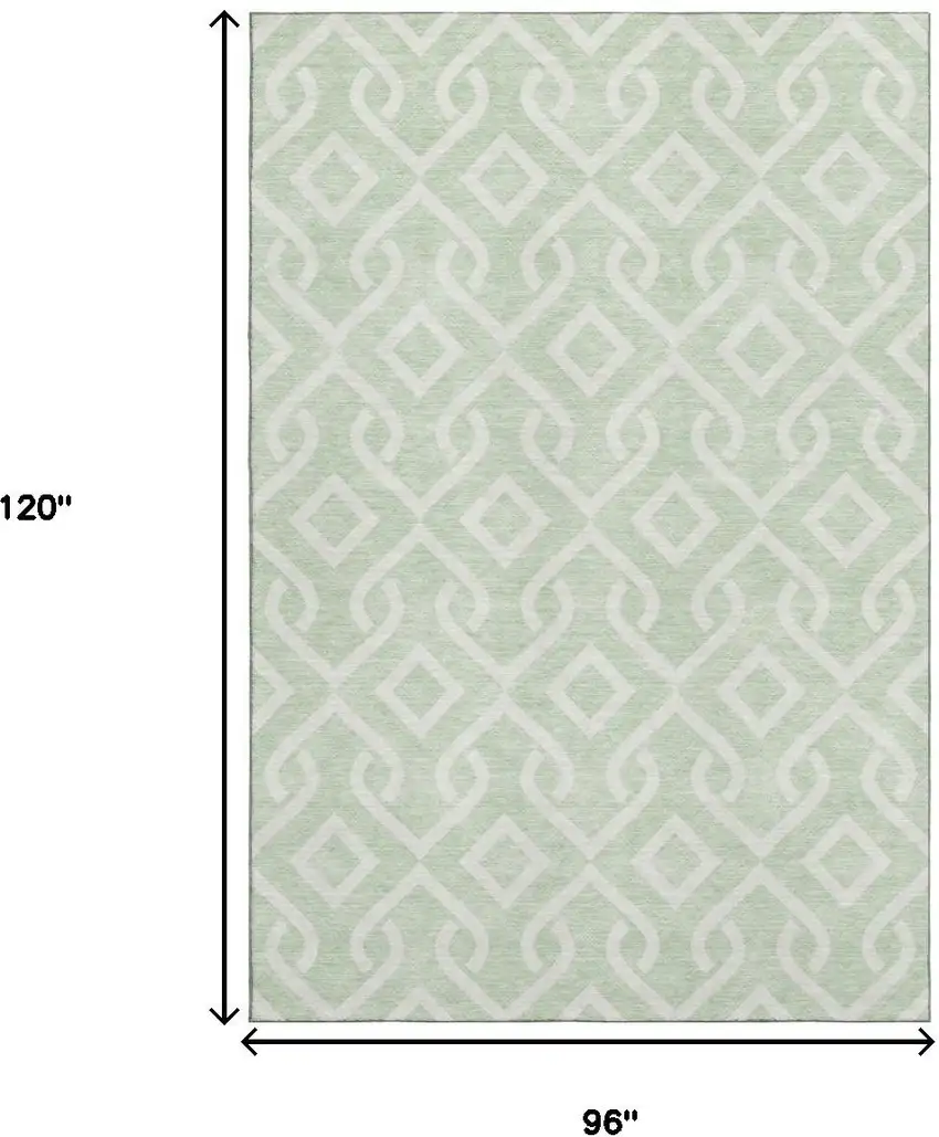 Mint Green And Ivory Geometric Washable Area Rug With UV Protection Photo 3