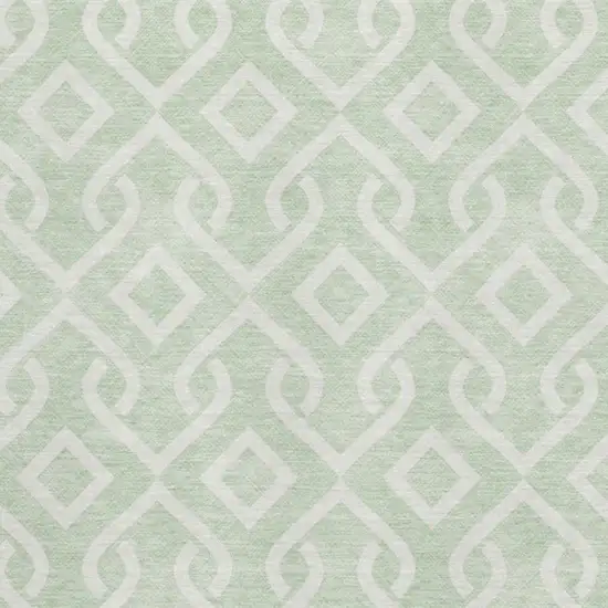 Mint Green And Ivory Geometric Washable Area Rug With UV Protection Photo 3