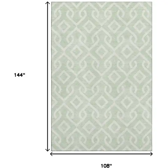 Mint Green And Ivory Geometric Washable Area Rug With UV Protection Photo 3