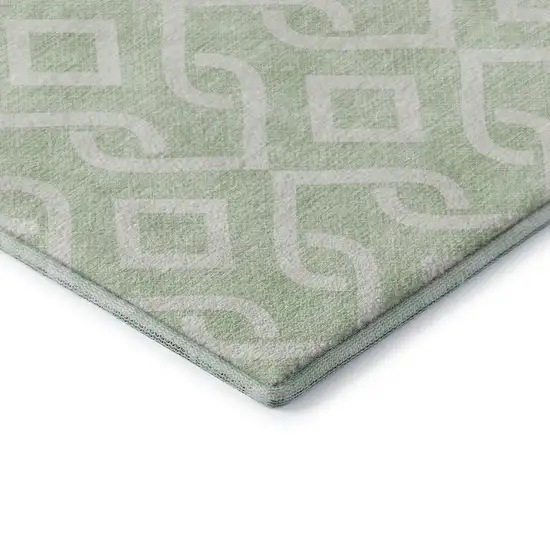 Mint Green And Ivory Geometric Washable Area Rug With UV Protection Photo 8