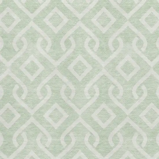Mint Green And Ivory Geometric Washable Area Rug With UV Protection Photo 3
