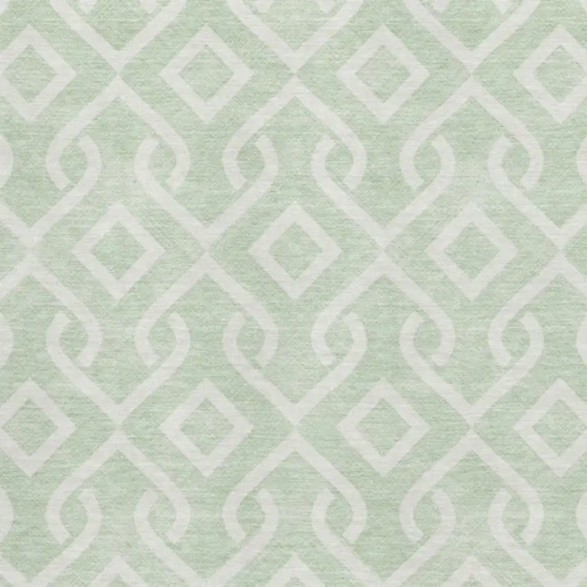 Mint Green And Ivory Geometric Washable Area Rug With UV Protection Photo 3
