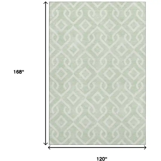 Mint Green And Ivory Geometric Washable Area Rug With UV Protection Photo 3
