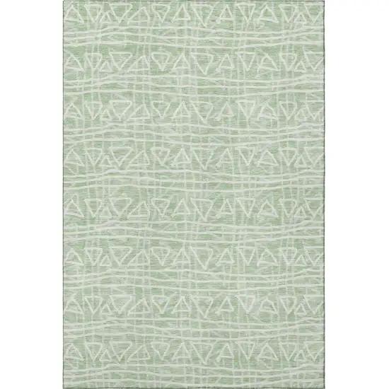 Mint Green And Ivory Geometric Washable Area Rug With UV Protection Photo 4