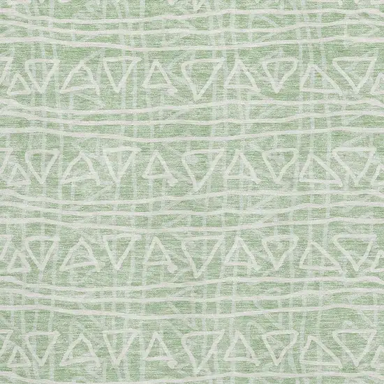 Mint Green And Ivory Geometric Washable Area Rug With UV Protection Photo 3