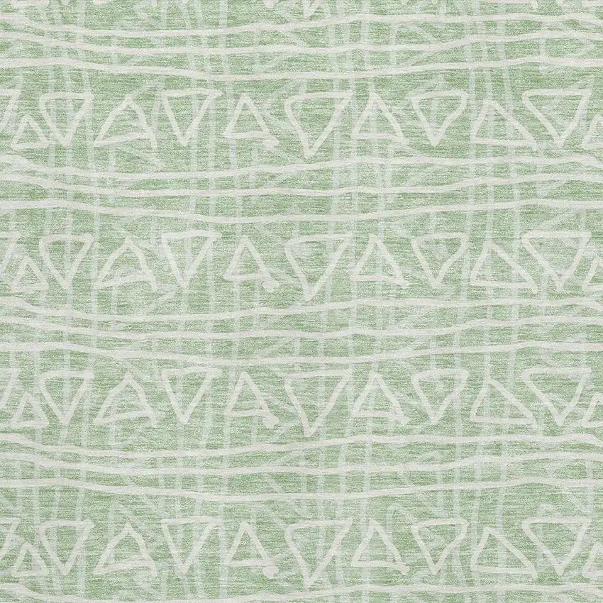 Mint Green And Ivory Geometric Washable Area Rug With UV Protection Photo 3