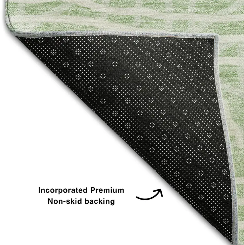 Mint Green And Ivory Geometric Washable Area Rug With UV Protection Photo 7