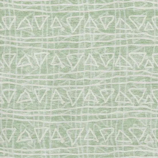 Mint Green And Ivory Geometric Washable Area Rug With UV Protection Photo 3
