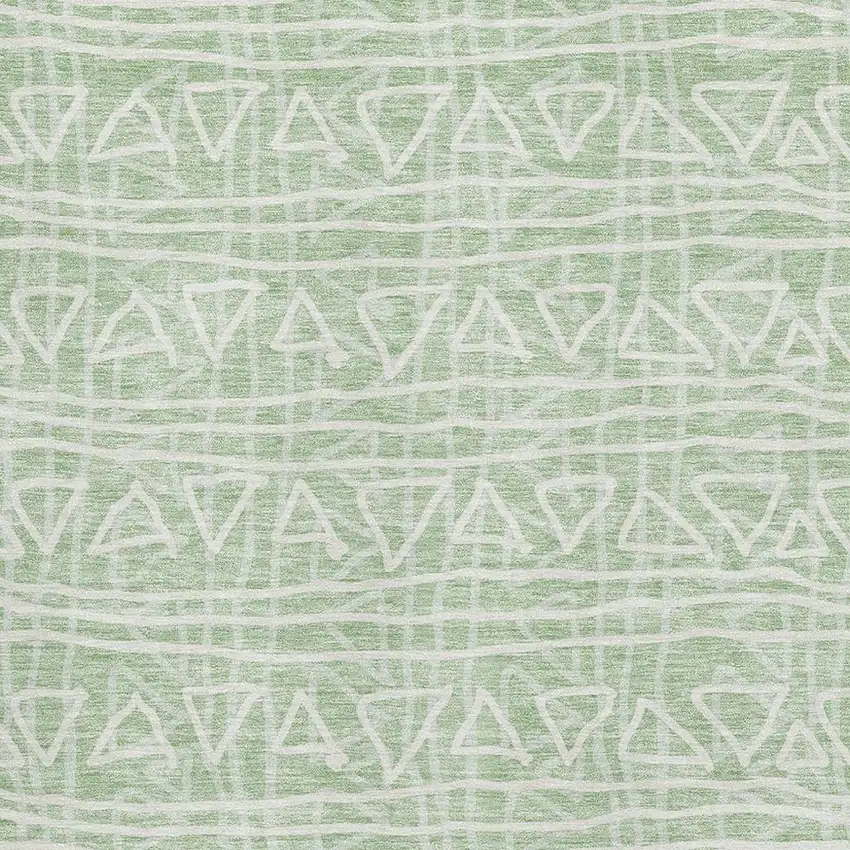 Mint Green And Ivory Geometric Washable Area Rug With UV Protection Photo 3