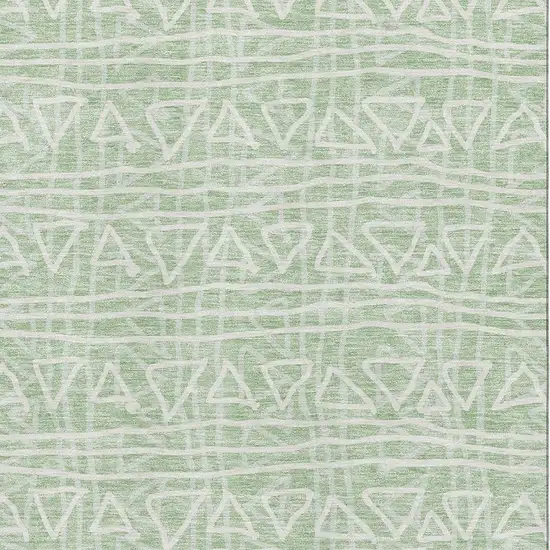 Mint Green And Ivory Geometric Washable Area Rug With UV Protection Photo 3
