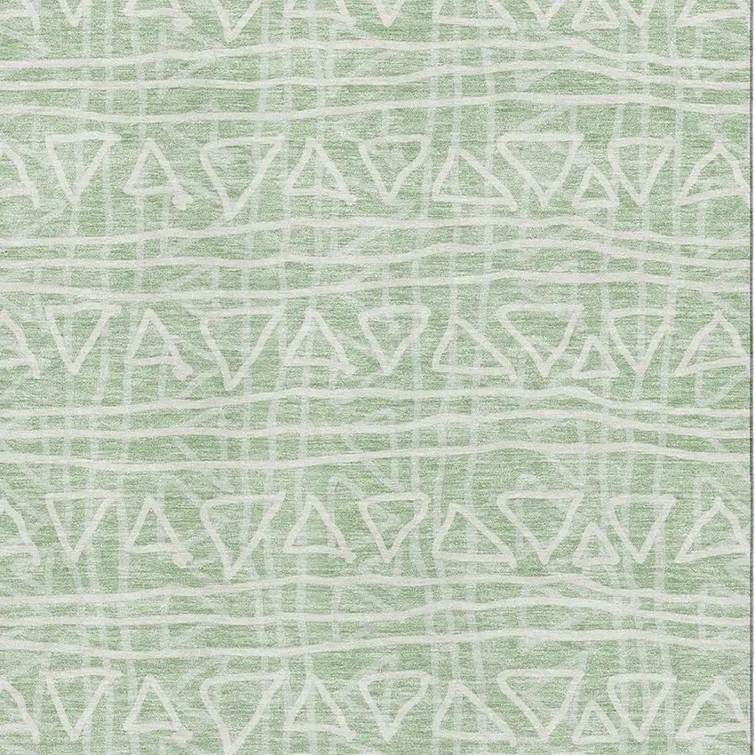 Mint Green And Ivory Geometric Washable Area Rug With UV Protection Photo 3