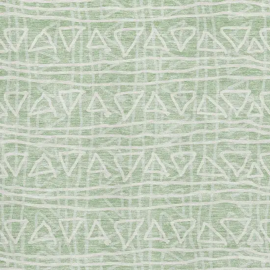 Mint Green And Ivory Geometric Washable Area Rug With UV Protection Photo 3