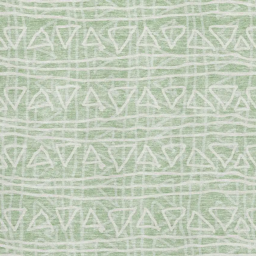 Mint Green And Ivory Geometric Washable Area Rug With UV Protection Photo 3