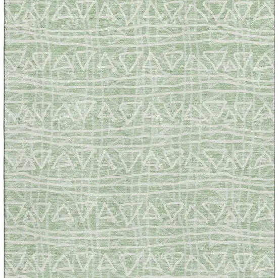Mint Green And Ivory Geometric Washable Area Rug With UV Protection Photo 4