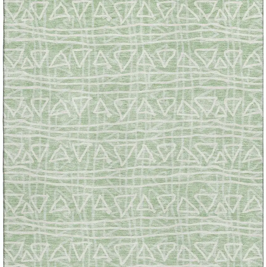 Mint Green And Ivory Geometric Washable Area Rug With UV Protection Photo 4