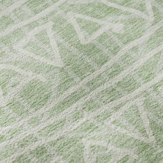 Mint Green And Ivory Geometric Washable Area Rug With UV Protection Photo 9