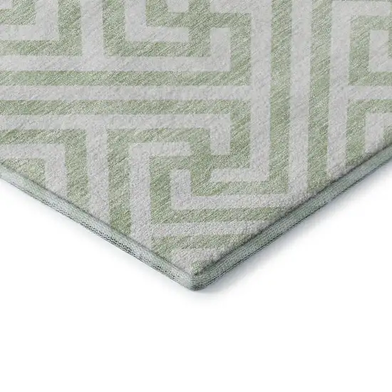 Mint Green And Ivory Geometric Washable Area Rug With UV Protection Photo 7