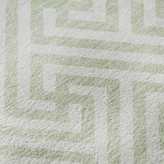 Mint Green And Ivory Geometric Washable Area Rug With UV Protection Photo 9