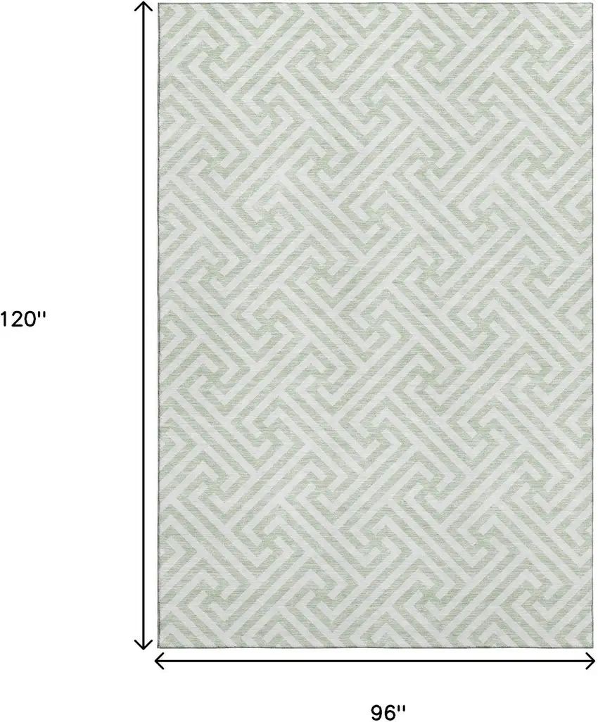 Mint Green And Ivory Geometric Washable Area Rug With UV Protection Photo 3