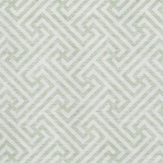 Mint Green And Ivory Geometric Washable Area Rug With UV Protection Photo 3