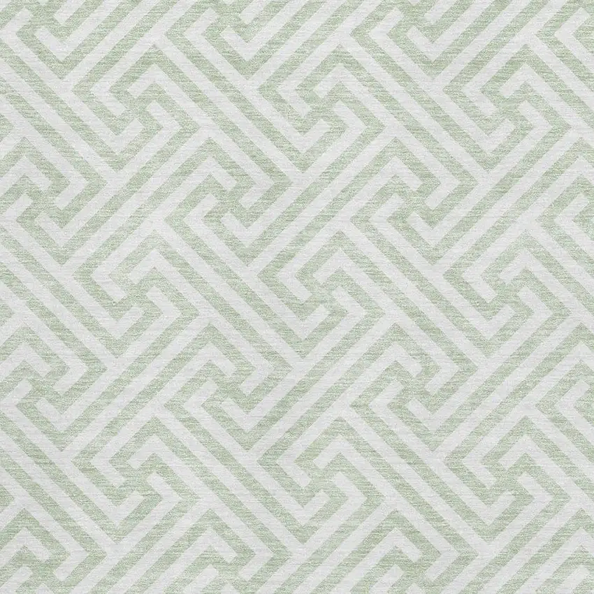 Mint Green And Ivory Geometric Washable Area Rug With UV Protection Photo 3