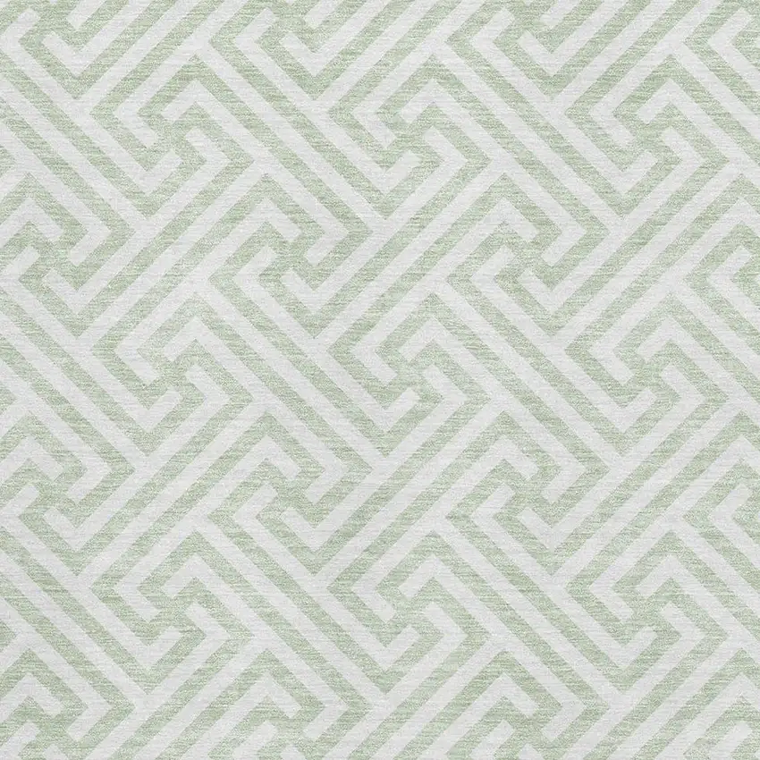 Mint Green And Ivory Geometric Washable Area Rug With UV Protection Photo 3