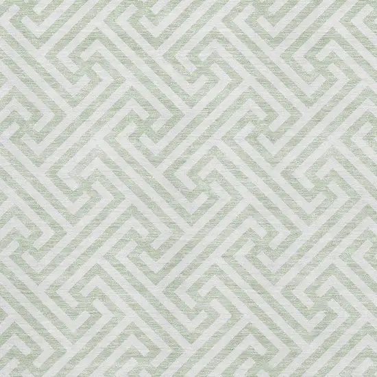Mint Green And Ivory Geometric Washable Area Rug With UV Protection Photo 3