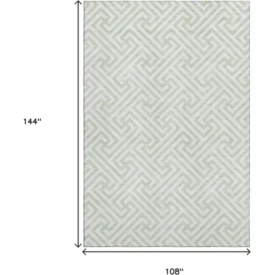 Mint Green And Ivory Geometric Washable Area Rug With UV Protection Photo 3