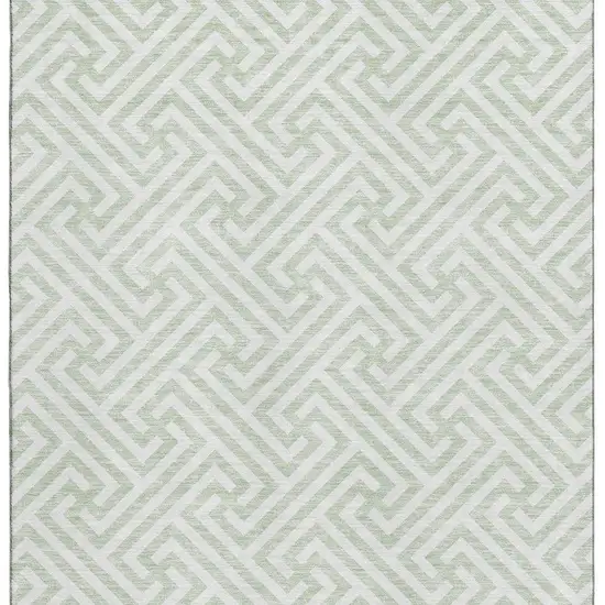Mint Green And Ivory Geometric Washable Area Rug With UV Protection Photo 4