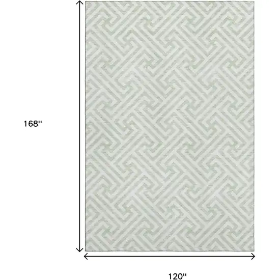 Mint Green And Ivory Geometric Washable Area Rug With UV Protection Photo 3