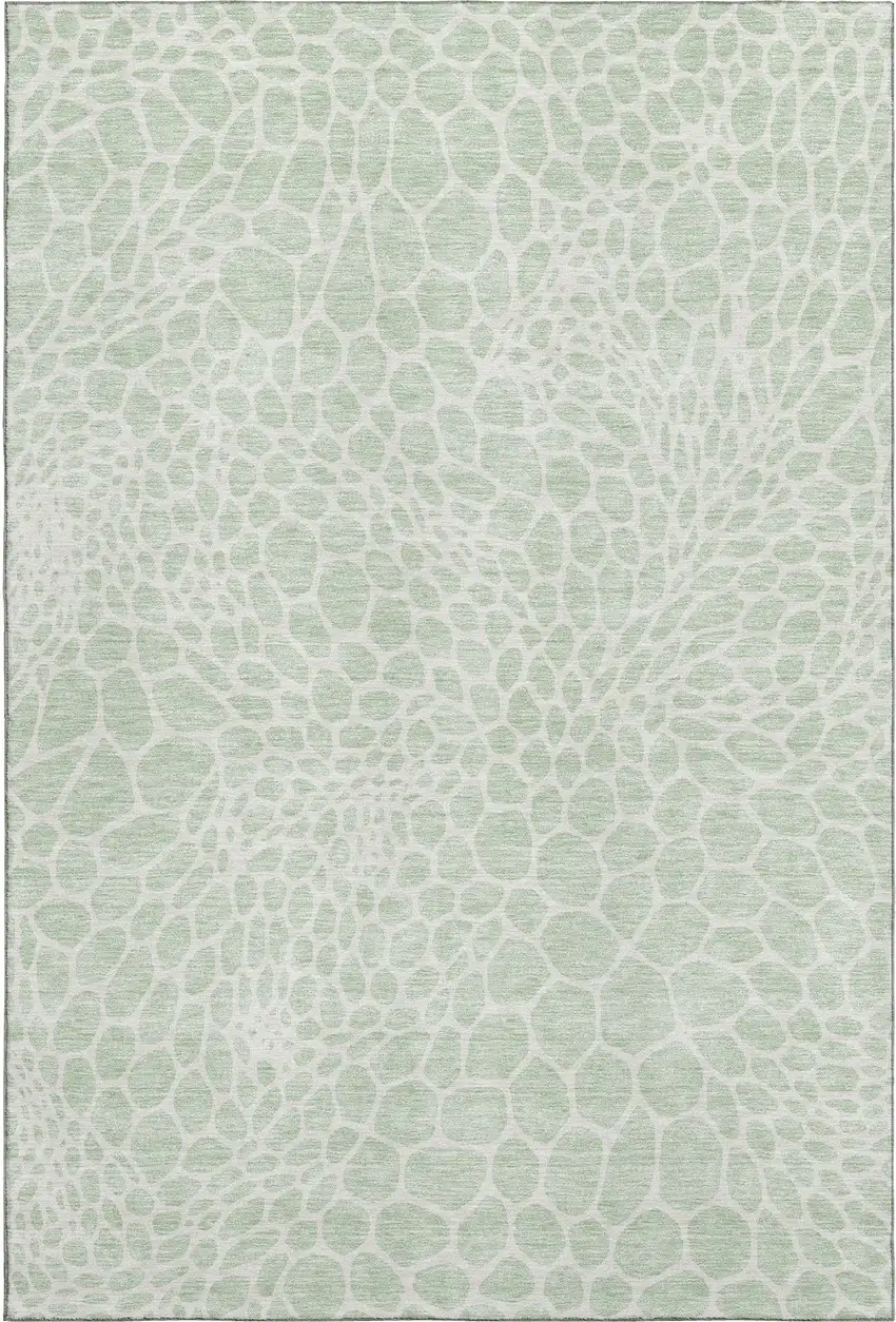 Mint Green And Ivory Geometric Washable Area Rug With UV Protection Photo 1