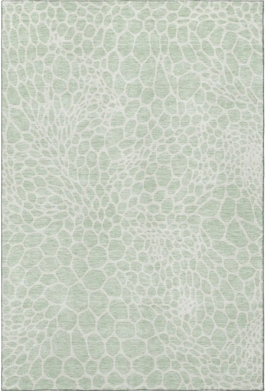 Mint Green And Ivory Geometric Washable Area Rug With UV Protection Photo 3