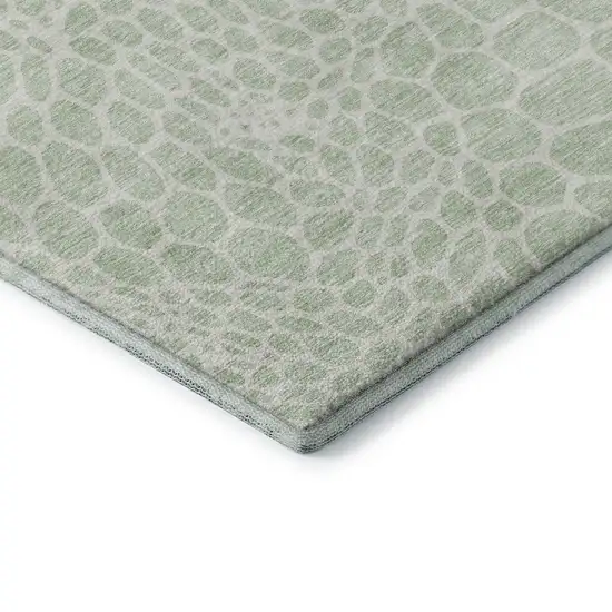Mint Green And Ivory Geometric Washable Area Rug With UV Protection Photo 8