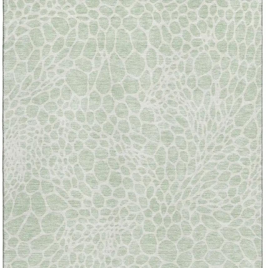 Mint Green And Ivory Geometric Washable Area Rug With UV Protection Photo 4