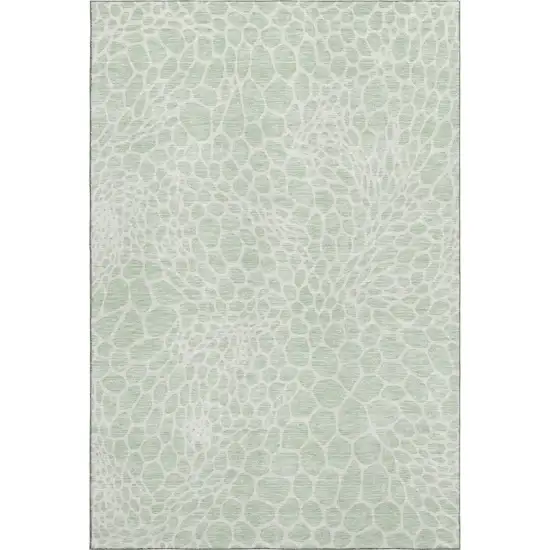 Mint Green And Ivory Geometric Washable Area Rug With UV Protection Photo 1