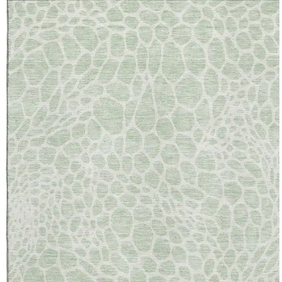 Mint Green And Ivory Geometric Washable Area Rug With UV Protection Photo 3
