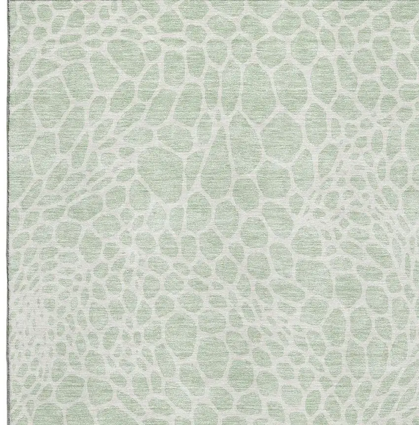 Mint Green And Ivory Geometric Washable Area Rug With UV Protection Photo 3