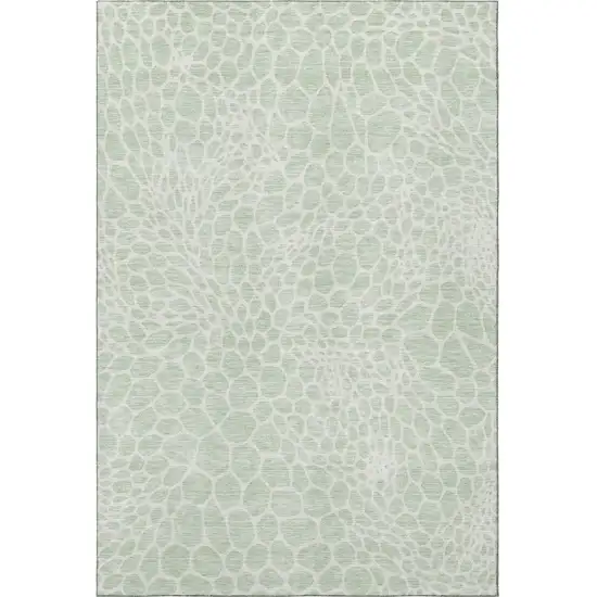 Mint Green And Ivory Geometric Washable Area Rug With UV Protection Photo 4