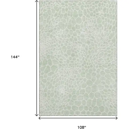 Mint Green And Ivory Geometric Washable Area Rug With UV Protection Photo 3