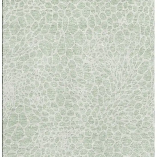 Mint Green And Ivory Geometric Washable Area Rug With UV Protection Photo 3