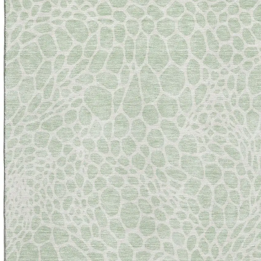 Mint Green And Ivory Geometric Washable Area Rug With UV Protection Photo 3