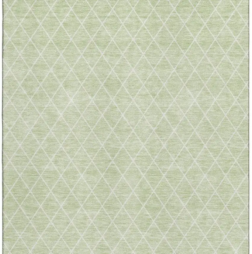 Mint Green And Ivory Geometric Washable Area Rug With UV Protection Photo 2