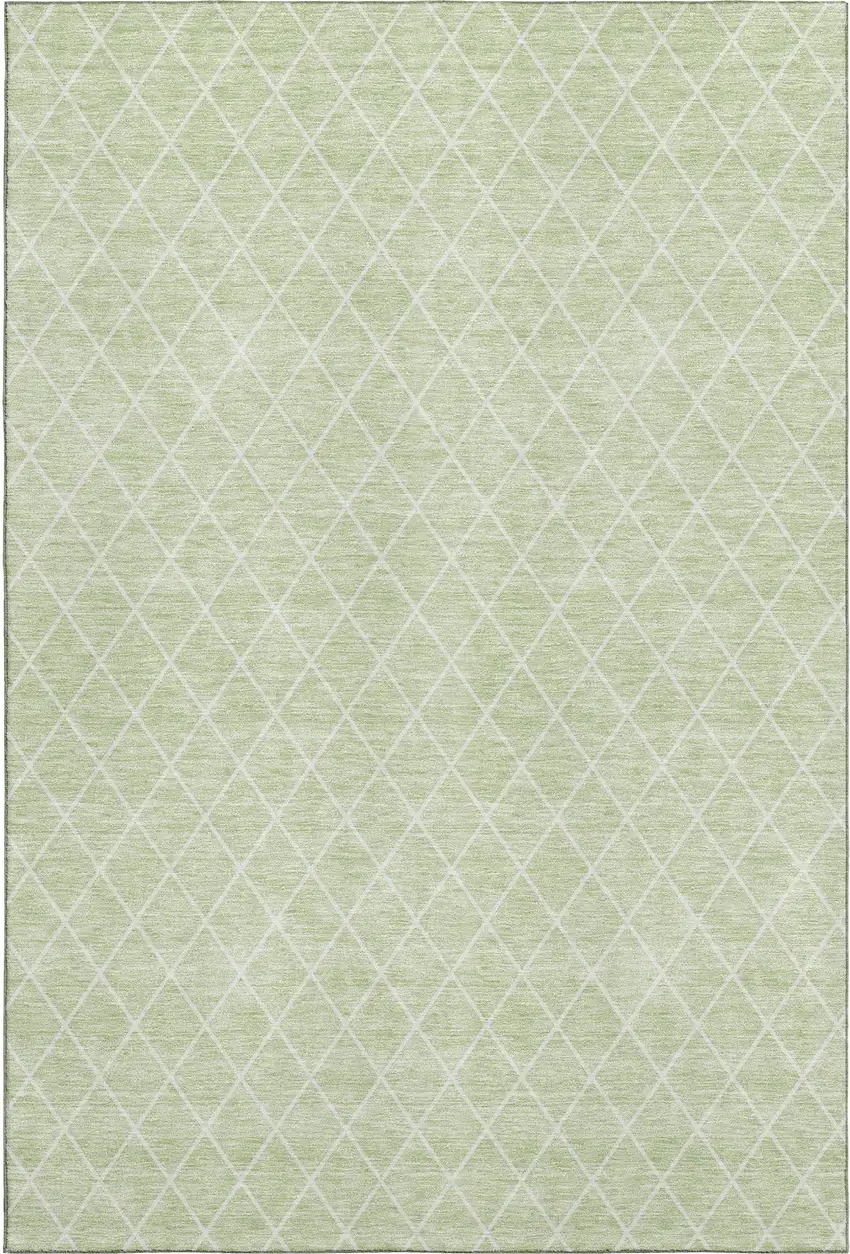 Mint Green And Ivory Geometric Washable Area Rug With UV Protection Photo 1