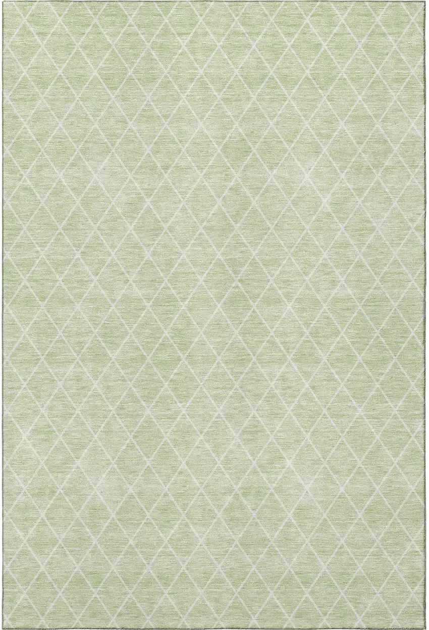 Mint Green And Ivory Geometric Washable Area Rug With UV Protection Photo 2