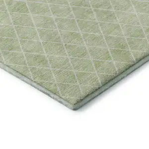 Photo of Mint Green And Ivory Geometric Washable Area Rug With UV Protection