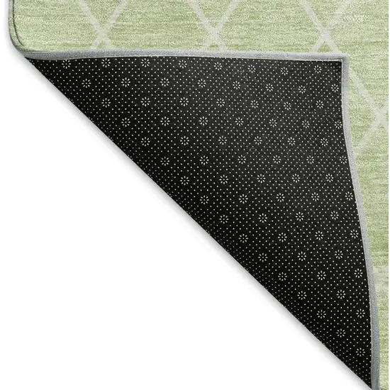 Mint Green And Ivory Geometric Washable Area Rug With UV Protection Photo 5