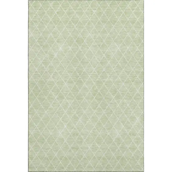 Mint Green And Ivory Geometric Washable Area Rug With UV Protection Photo 1