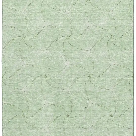 Mint Green And Ivory Geometric Washable Area Rug With UV Protection Photo 4