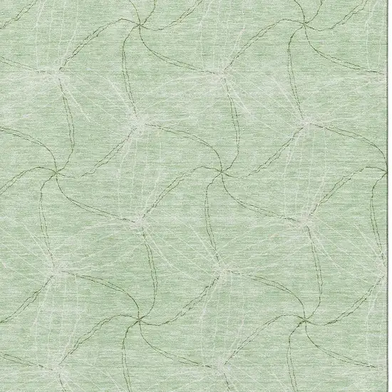 Mint Green And Ivory Geometric Washable Area Rug With UV Protection Photo 2