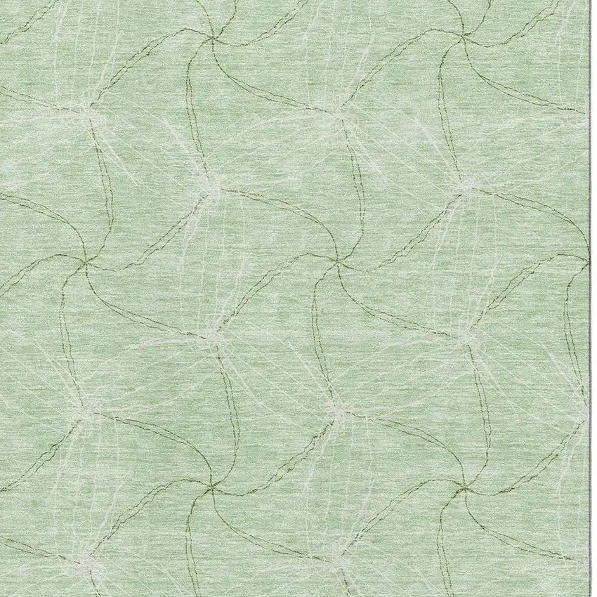 Mint Green And Ivory Geometric Washable Area Rug With UV Protection Photo 2